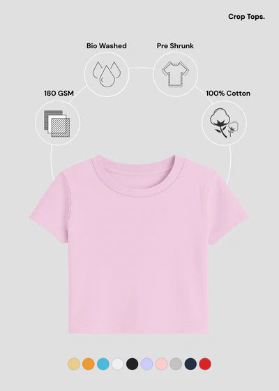 Women’s Essential Cotton Crop Top – Everyday Basic Half Sleeve Tee