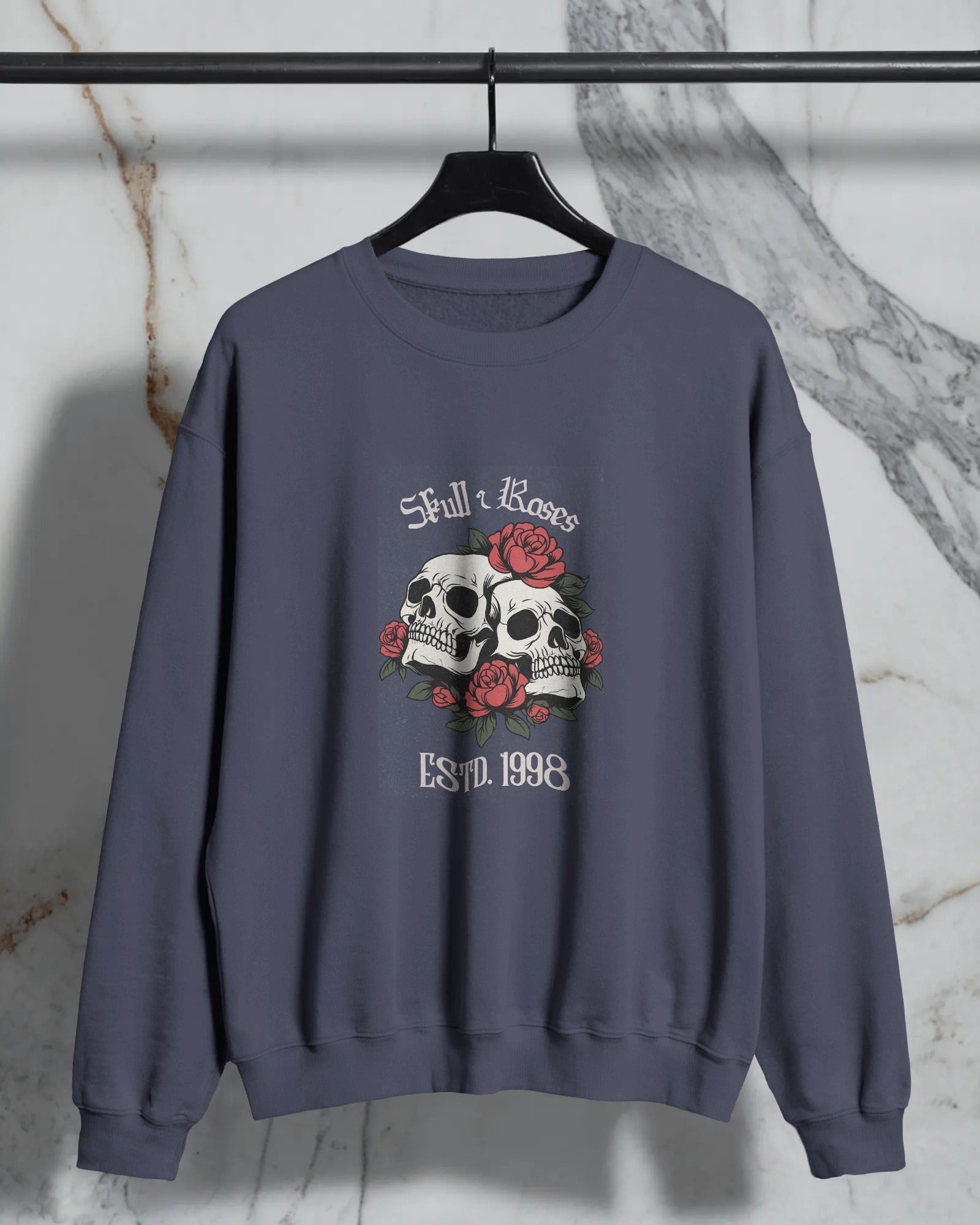 Skull & Roses Vintage Fleece Sweatshirt
