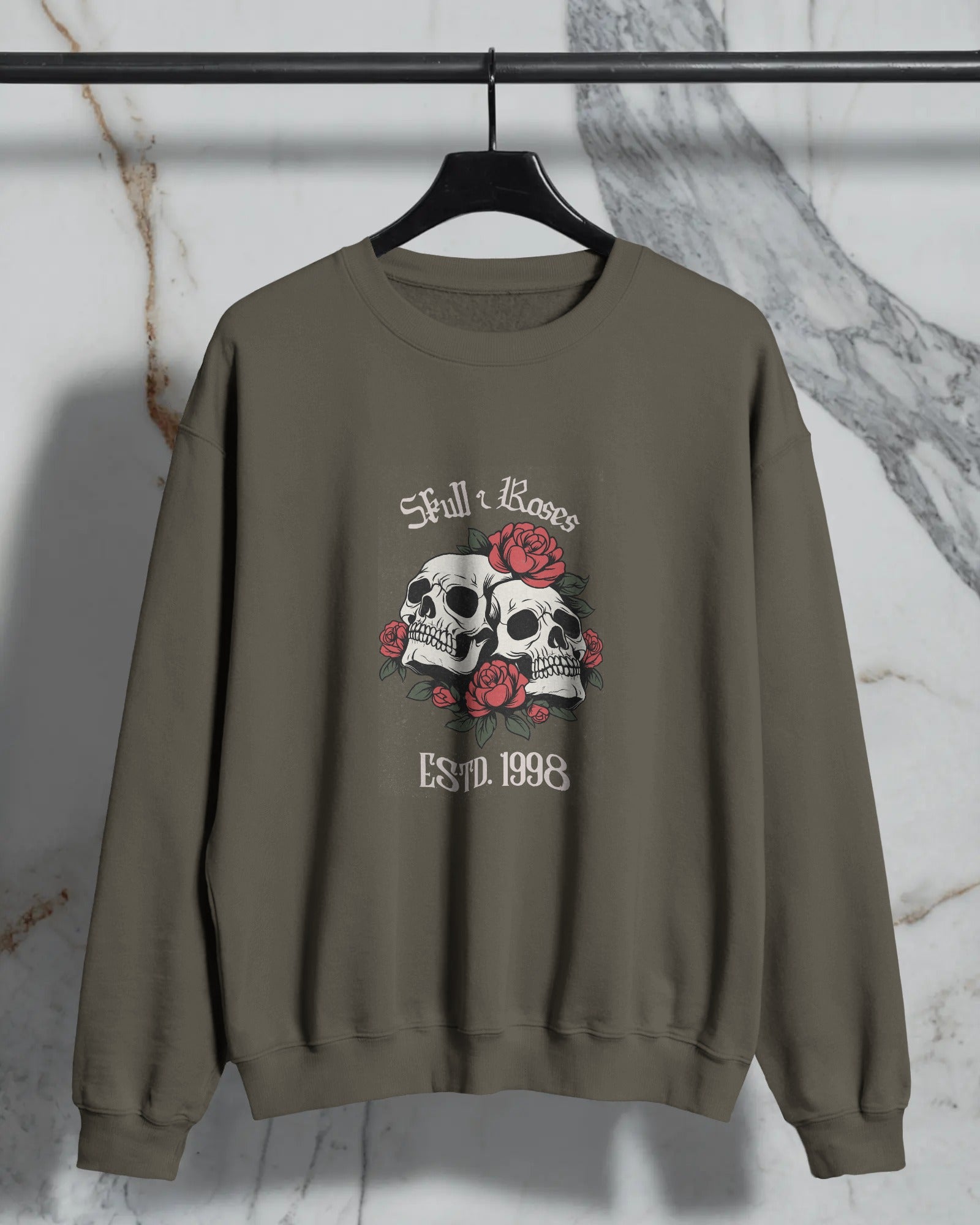 Skull & Roses Vintage Fleece Sweatshirt