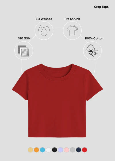 Women’s Essential Cotton Crop Top – Everyday Basic Half Sleeve Tee