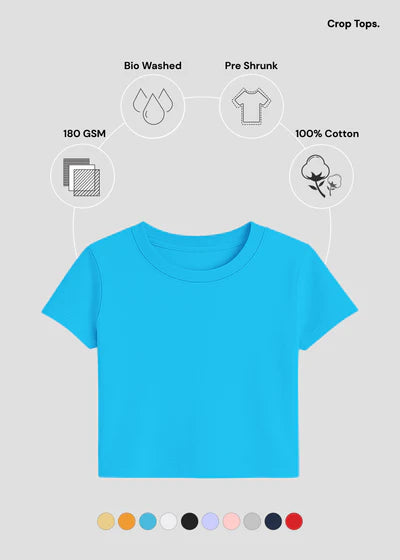 Women’s Essential Cotton Crop Top – Everyday Basic Half Sleeve Tee