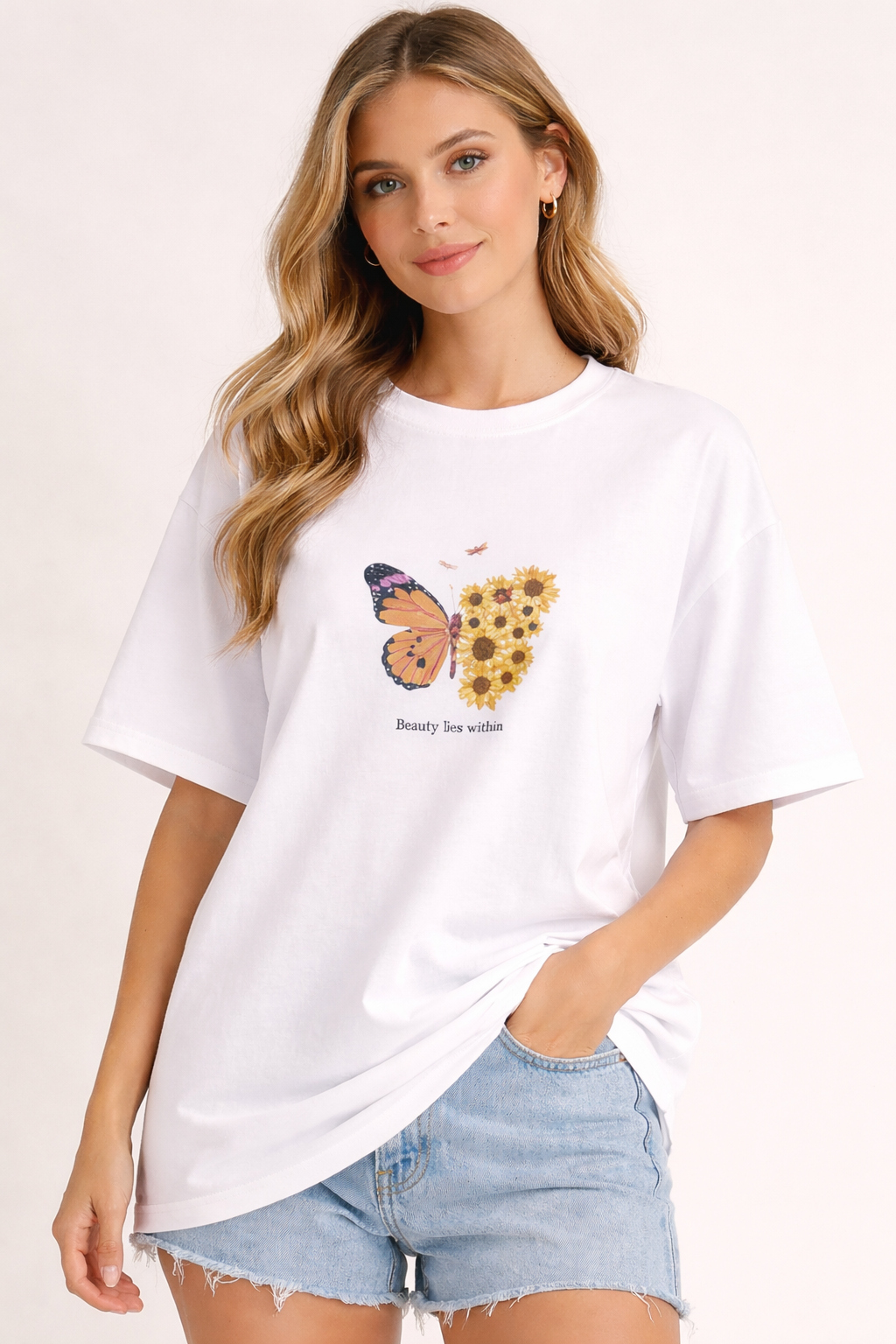 Beauty Lies Within Graphic Front Print Women’s Oversized T-Shirt