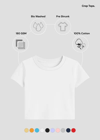 Women’s Essential Cotton Crop Top – Everyday Basic Half Sleeve Tee