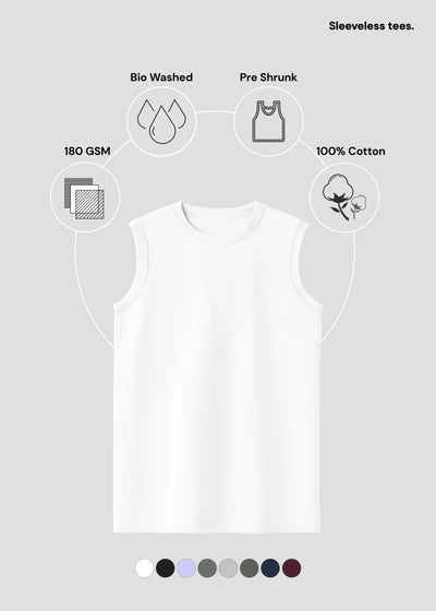 Men’s Sleeveless Cotton T-Shirt – Lightweight Gym & Casual Tank Tee
